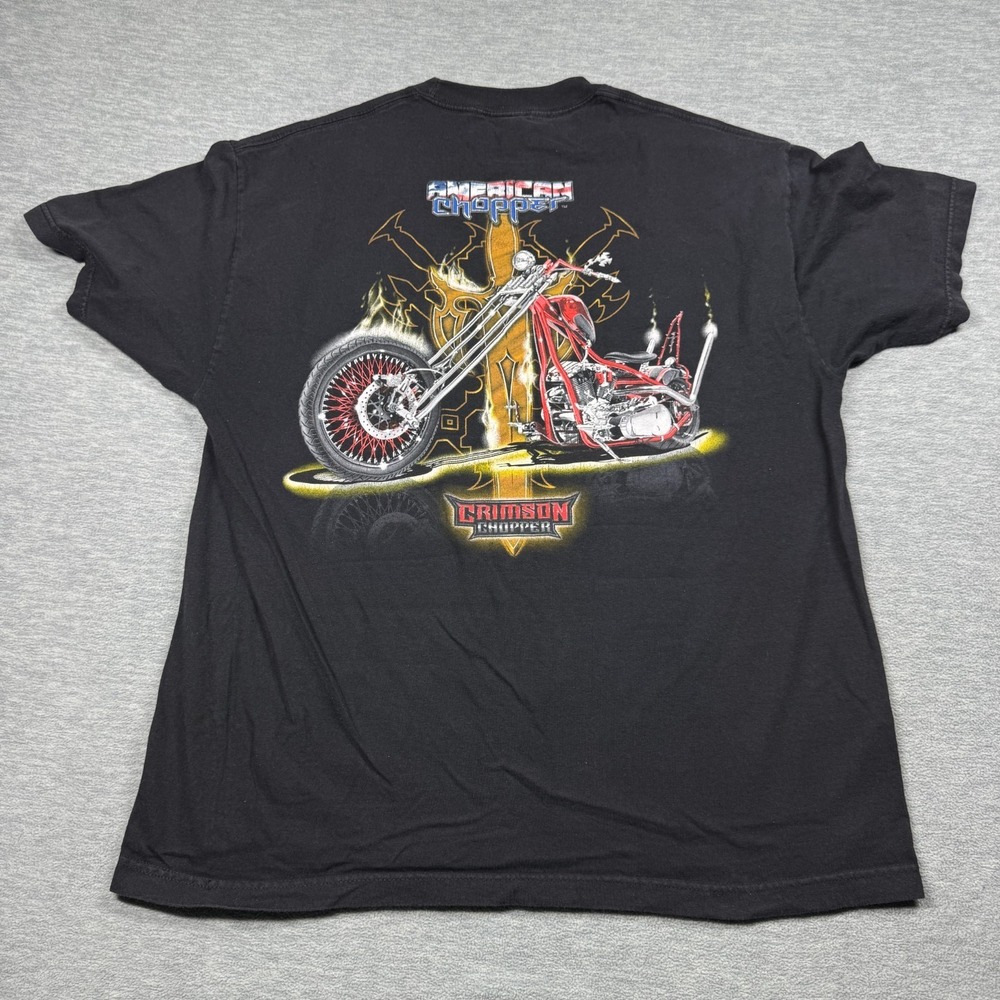 American Chopper Shirt Men XXL Black‎ Crimson Chopper Graphic OCC Motorcycle Tee
